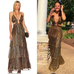 Line + Dot Line & Dot Line and Dot Sonia Gown Maxi Dress in Gold Size Medium